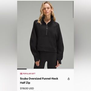 LULULEMON SCUBA OVERSIZED FUNNEL-NECK HALF ZIP - size XL/XXL